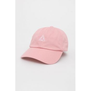 HUF șapcă din bumbac culoarea roz, cu imprimeu de firma originala