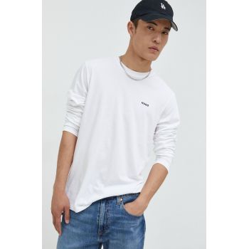 HUGO longsleeve bărbați, culoarea alb, melanj 50466159 ieftin