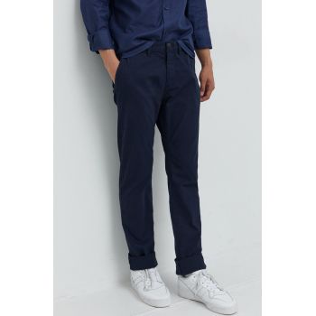 Tom Tailor pantaloni barbati, culoarea albastru marin, drept