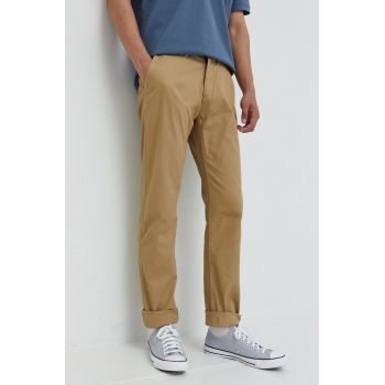 Tom Tailor pantaloni barbati, culoarea bej, drept