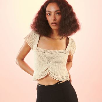 Reserved - Crop top bogat în bumbac - Ivory