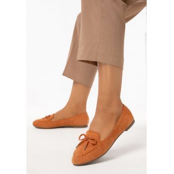 Mocasini piele intoarsa Blair camel