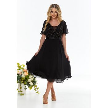 Rochie midi din sifon cu buline de firma originala