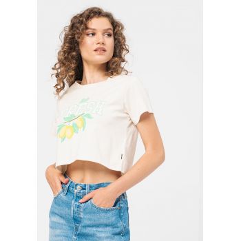 Tricou crop de bumbac cu imprimeu Jordie