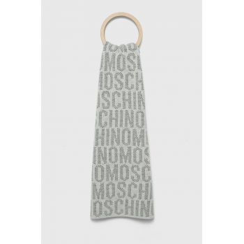 Moschino fular femei, culoarea alb, modelator