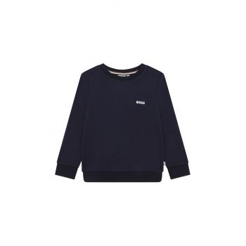 BOSS bluza copii culoarea albastru marin, neted
