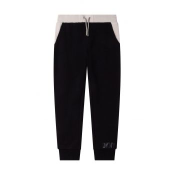 Dkny pantaloni de trening pentru copii culoarea negru, cu imprimeu
