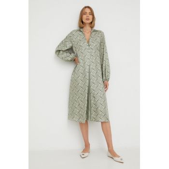 Beatrice B rochie de matase culoarea verde, maxi, evazati de firma originala