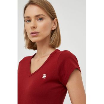 G-Star Raw tricou din bumbac femei, culoarea bordo de firma original
