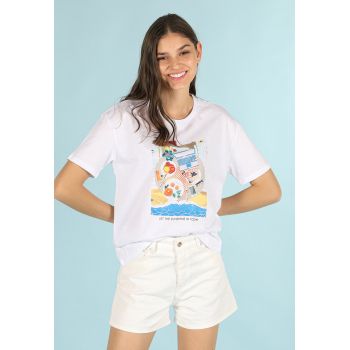 Tricou de bumbac cu imprimeu grafic