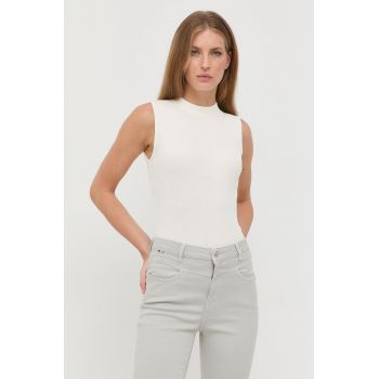 BOSS vesta culoarea bej, light, cu turtleneck de firma original