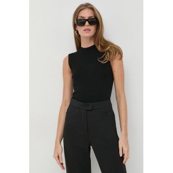 BOSS vesta culoarea negru, light, cu turtleneck