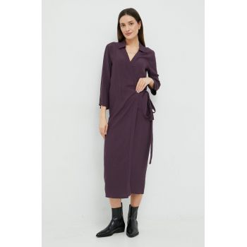 Sisley rochie culoarea violet, maxi, drept ieftina