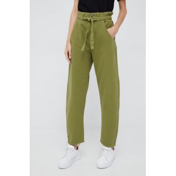 United Colors of Benetton jeansi femei, culoarea verde, medium waist ieftini