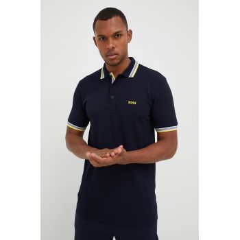 BOSS polo de bumbac Boss Athleisure culoarea albastru marin