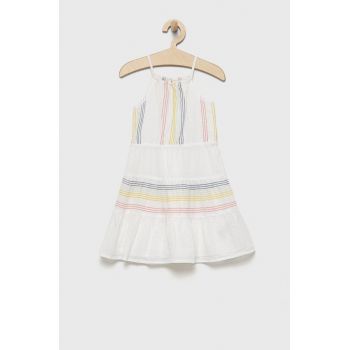 GAP rochie din bumbac pentru copii culoarea alb, midi, evazati ieftina