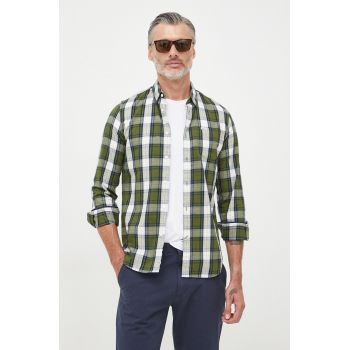 Pepe Jeans camasa din bumbac barbati, culoarea verde, cu guler button-down, relaxed