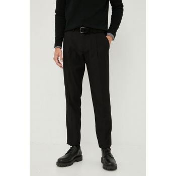 Sisley pantaloni barbati, culoarea negru, drept
