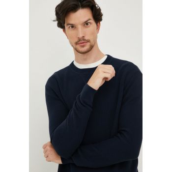 Sisley pulover de bumbac barbati, culoarea albastru marin, light