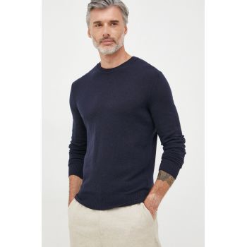 Sisley pulover din amestec de lana barbati, culoarea albastru marin, light