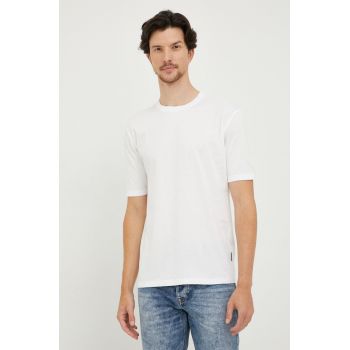 Sisley tricou din bumbac culoarea alb, neted