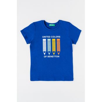 Tricou de bumbac cu imprimeu logo supradimensionat