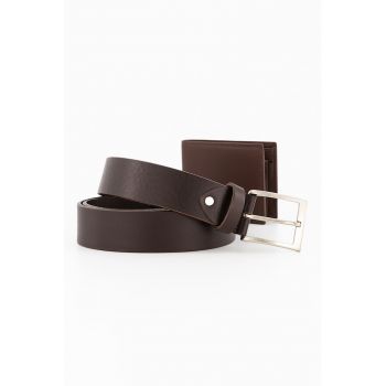 Set de curea de piele si portofel