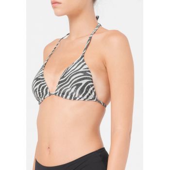 Sutien de baie triunghiular cu animal print ieftin