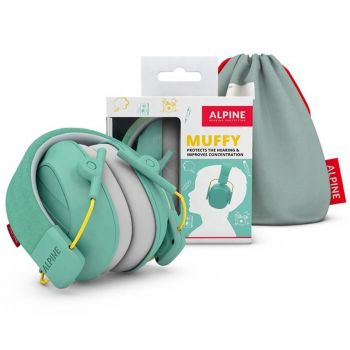 Casti antifonice ALPINE Muffy Kids pliabile pentru copii 5-16 ani SNR 25 verde menta  ALP26498