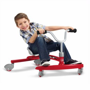Ride-On fara pedale pentru copii Radio Flyer Ziggle recomandat copiilor intre 3 si 8 ani cu posibilitate de rotire la 360, grip tape, sezut cu pozitie ajustabila, 4 roti multidirectionale