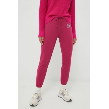 GAP pantaloni de trening femei, culoarea roz, neted