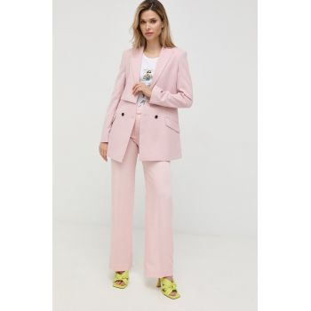 Karl Lagerfeld sacou culoarea roz, cu doua randuri de nasturi, neted de firma original