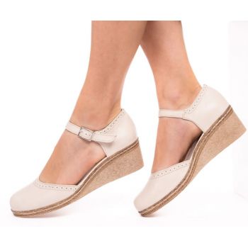 Pantofi piele naturala 242 crem