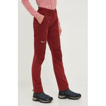 Salewa pantaloni de exterior Fanes femei, culoarea bordo