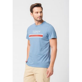 Tricou cu decolteu la baza gatului si imprimeu logo Hesley