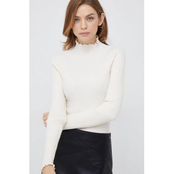 Vero Moda pulover femei, culoarea bej, light, cu turtleneck