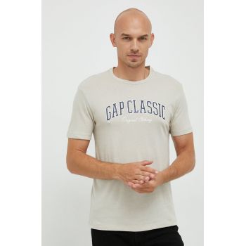 GAP tricou din bumbac culoarea bej, neted de firma original
