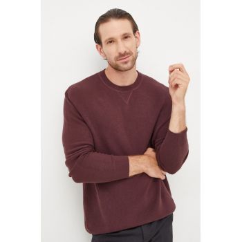Sisley pulover de bumbac barbati, culoarea bordo, light