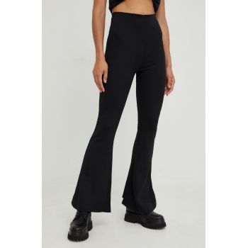 Answear Lab pantaloni femei, culoarea negru, evazati, high waist