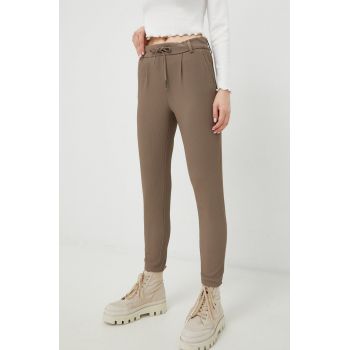 Only pantaloni femei, culoarea gri, mulata, high waist