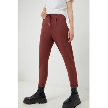 Only pantaloni femei, culoarea maro, mulata, high waist