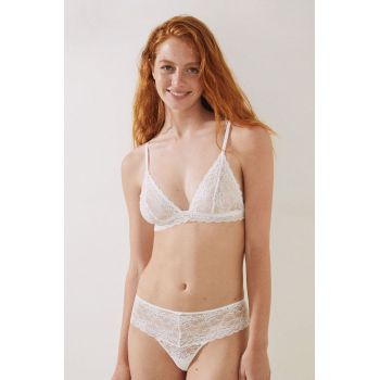 women'secret sutien Off White culoarea alb, dantela, neted