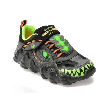 Pantofi sport SKECHERS negri, SKECH-O-SAURUS LIGHTS, din piele ecologica si material textil