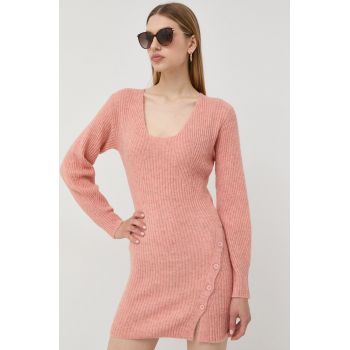 Bardot rochie culoarea roz, mini, mulata de firma originala