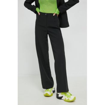 Only pantaloni femei, culoarea negru, drept, high waist