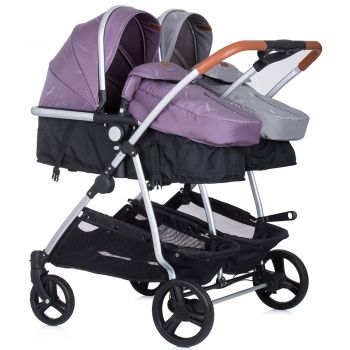 Carucior gemeni Chipolino Duo Smart 2 in 1 Anthracite Lilac de firma original