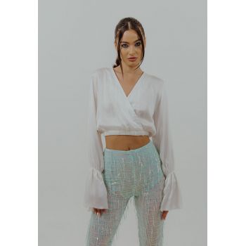 Bluza crop de matase de firma originala