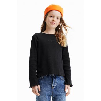 Desigual longsleeve din bumbac pentru copii culoarea negru