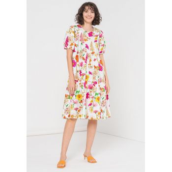 Rochie cu imprimeu floral cu maneci bufante la reducere