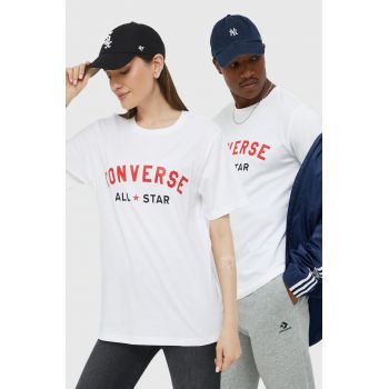 Converse tricou din bumbac culoarea alb, cu imprimeu